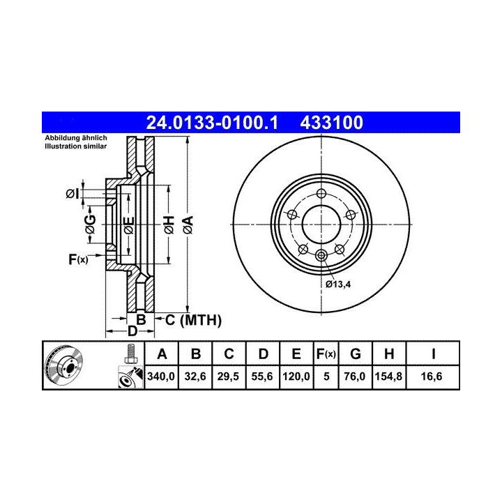 Stabdžių diskas ATE 24.0133-0100.1