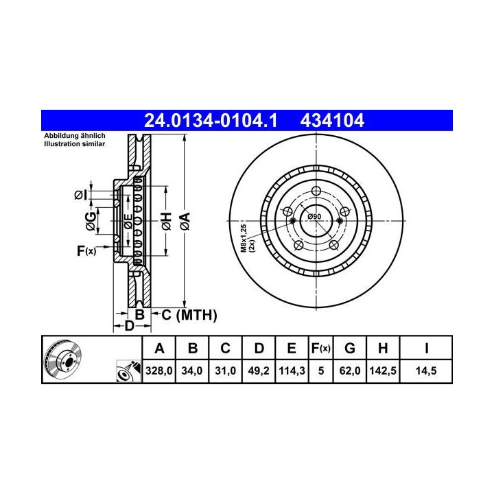 Stabdžių diskas ATE 24.0134-0104.1