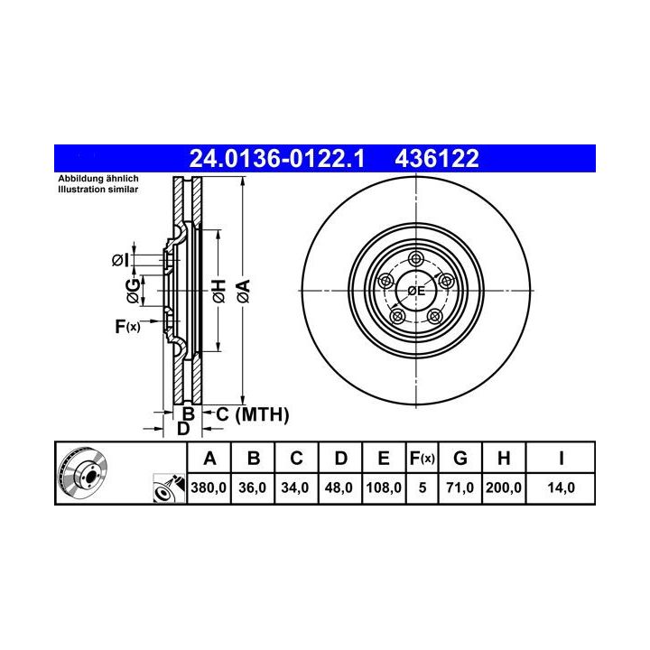 Stabdžių diskas ATE 24.0136-0122.1
