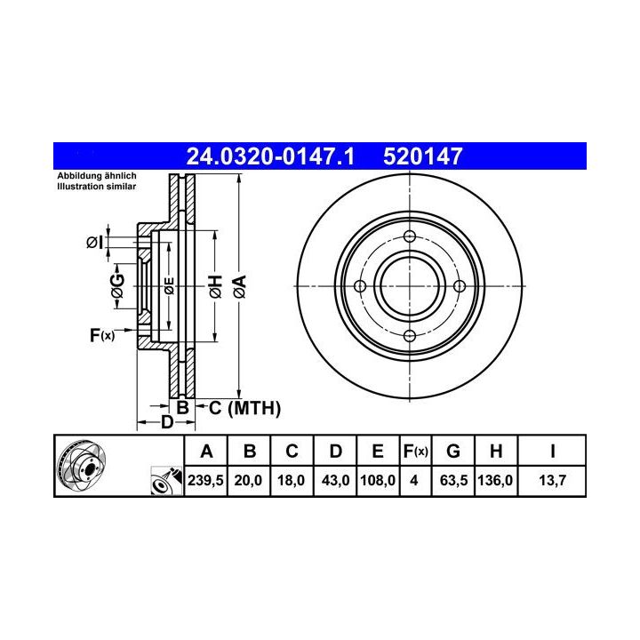 Stabdžių diskas ATE 24.0320-0147.1