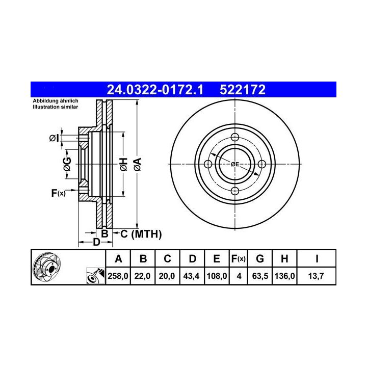 Stabdžių diskas ATE 24.0322-0172.1