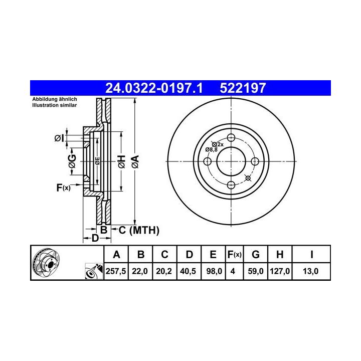 Stabdžių diskas ATE 24.0322-0197.1