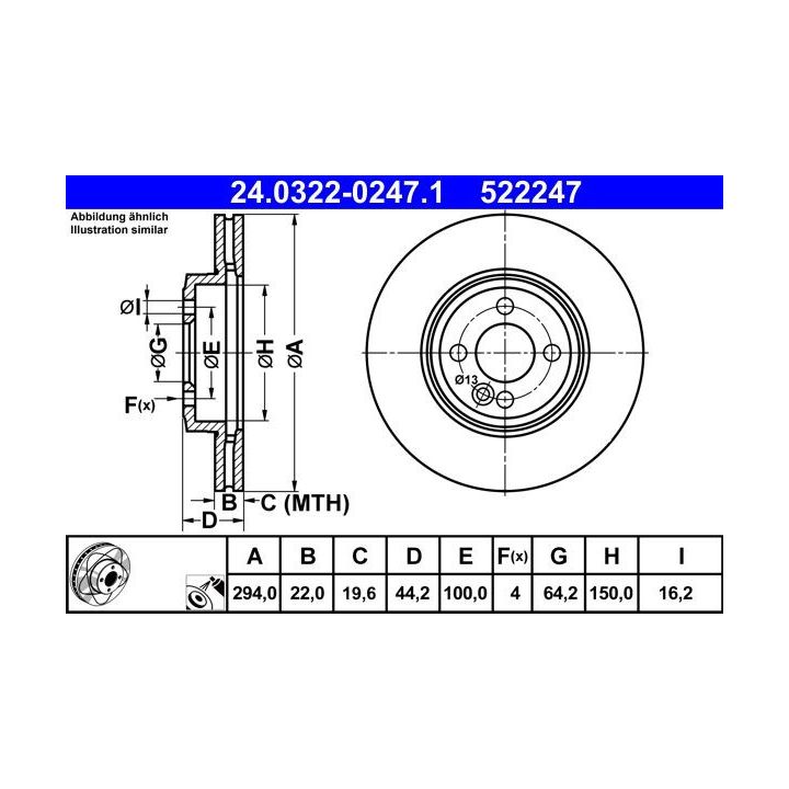 Stabdžių diskas ATE 24.0322-0247.1