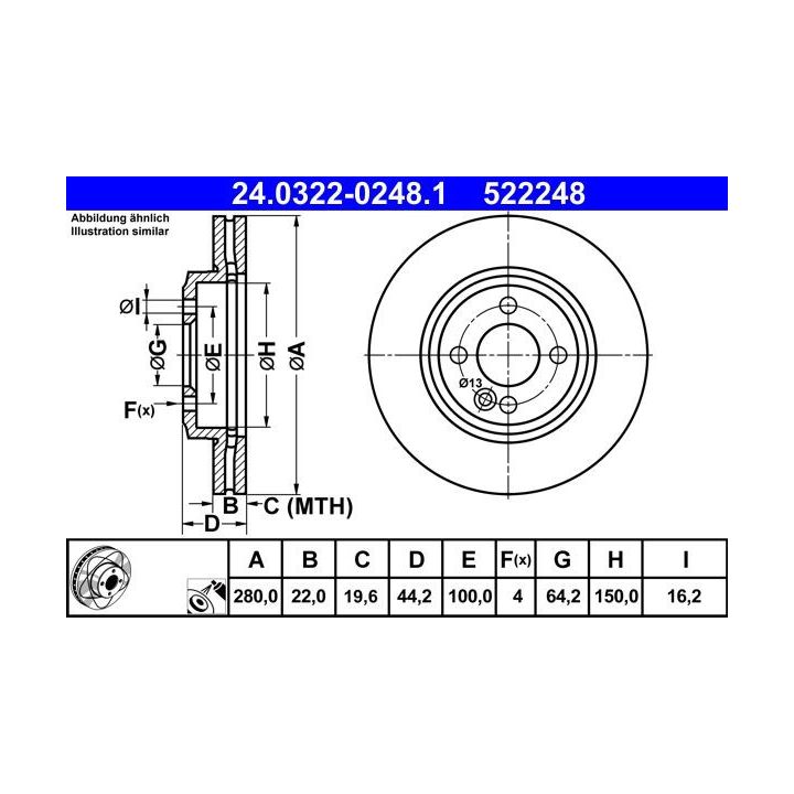 Stabdžių diskas ATE 24.0322-0248.1