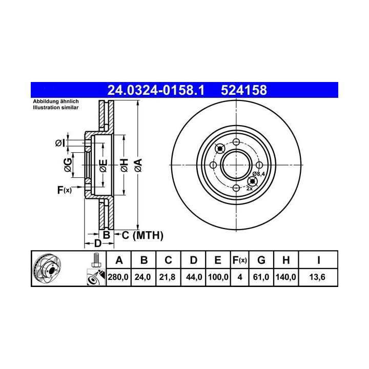 Stabdžių diskas ATE 24.0324-0158.1