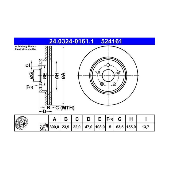 Stabdžių diskas ATE 24.0324-0161.1