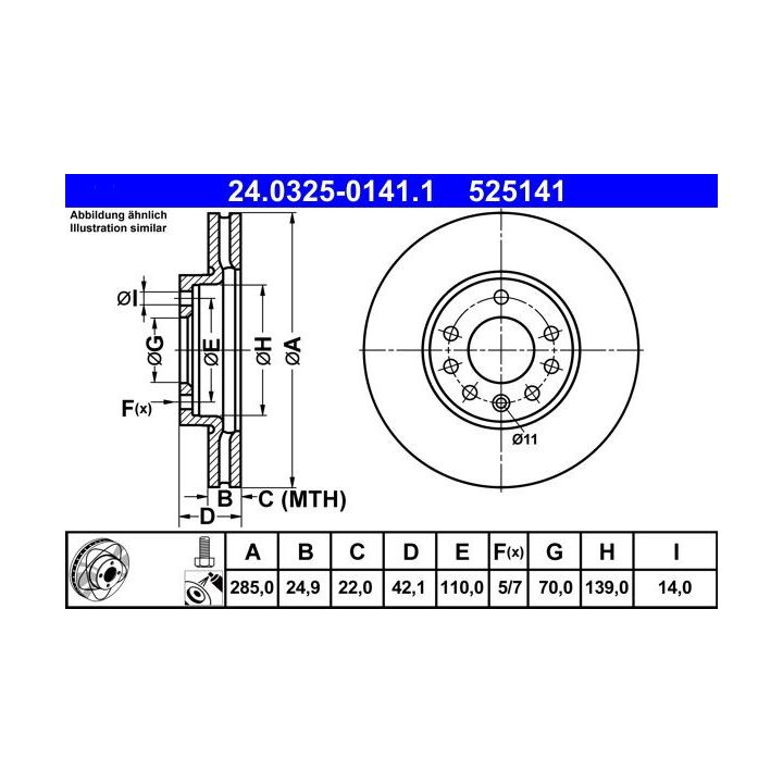 Stabdžių diskas ATE 24.0325-0141.1