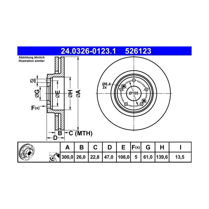 Stabdžių diskas ATE 24.0326-0123.1
