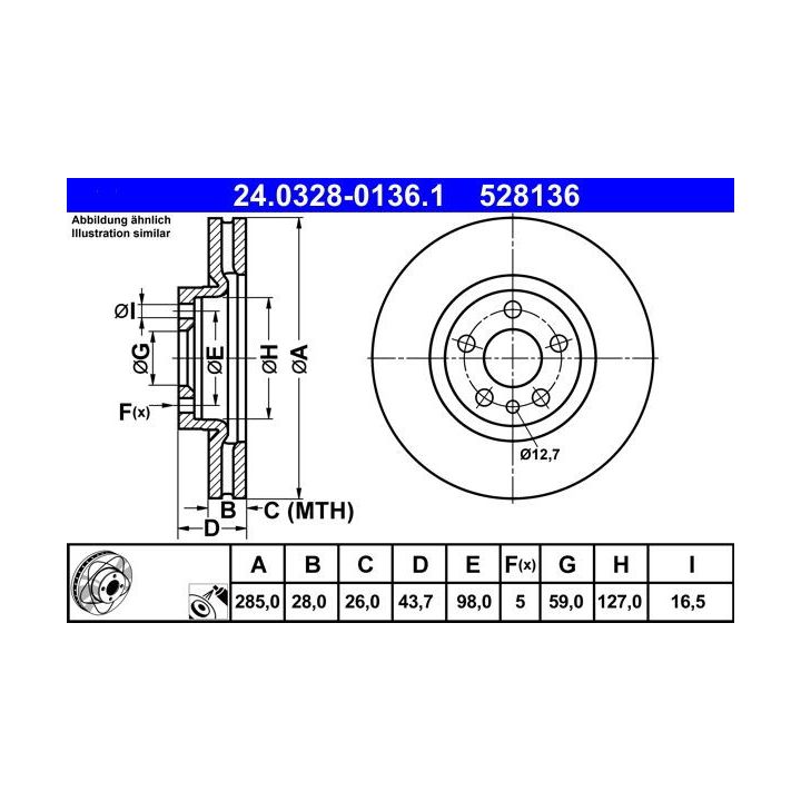 Stabdžių diskas ATE 24.0328-0136.1