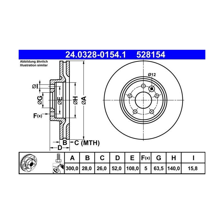 Stabdžių diskas ATE 24.0328-0154.1