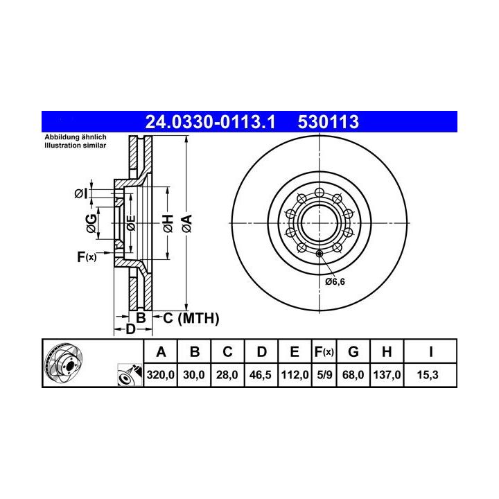 Stabdžių diskas ATE 24.0330-0113.1