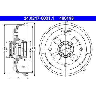 Stabdžių būgnas ATE 24.0217-0001.1