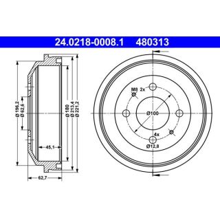 Stabdžių būgnas ATE 24.0218-0008.1