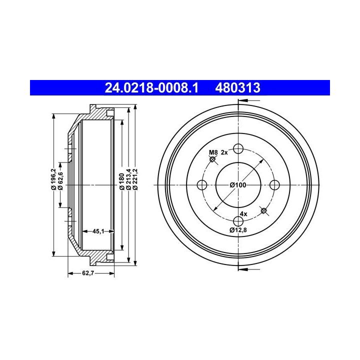 Stabdžių būgnas ATE 24.0218-0008.1