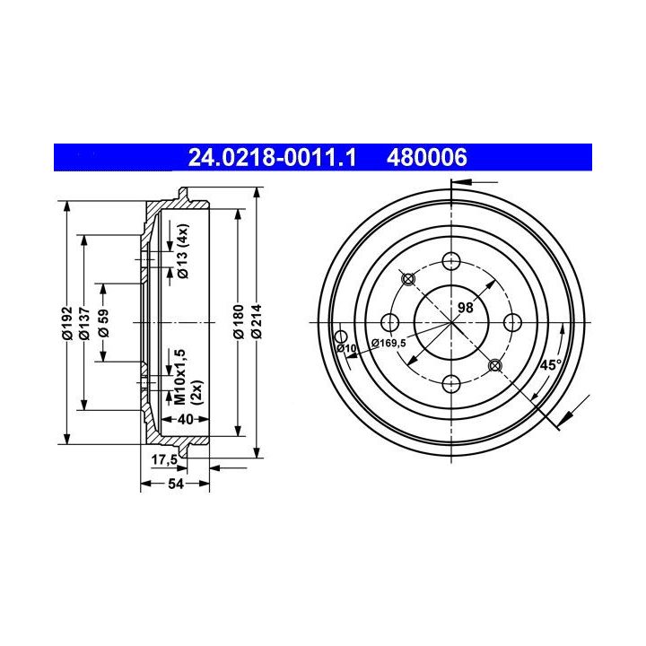 Stabdžių būgnas ATE 24.0218-0011.1