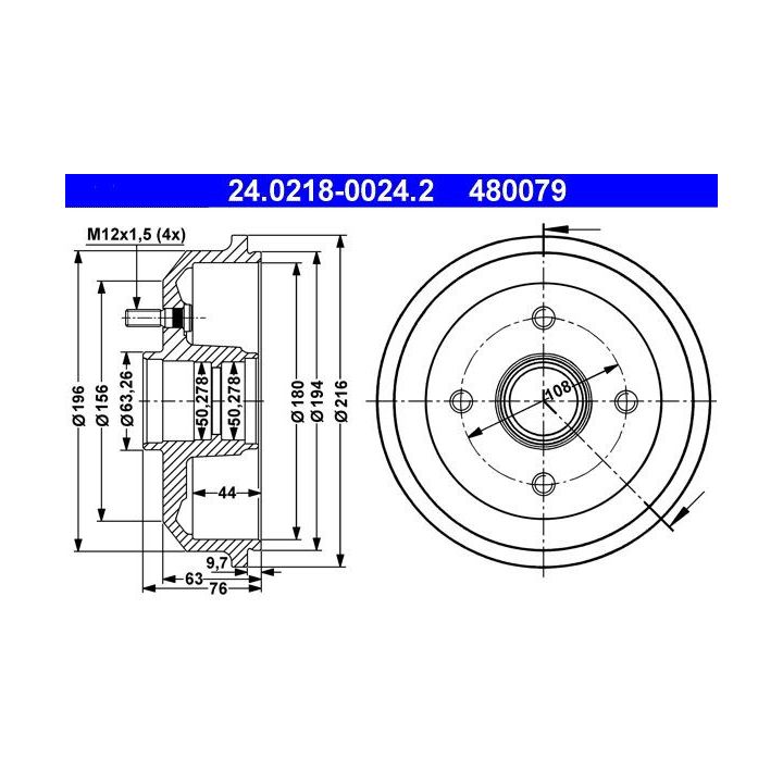 Stabdžių būgnas ATE 24.0218-0024.2
