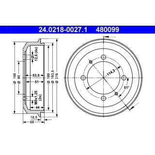 Stabdžių būgnas ATE 24.0218-0027.1
