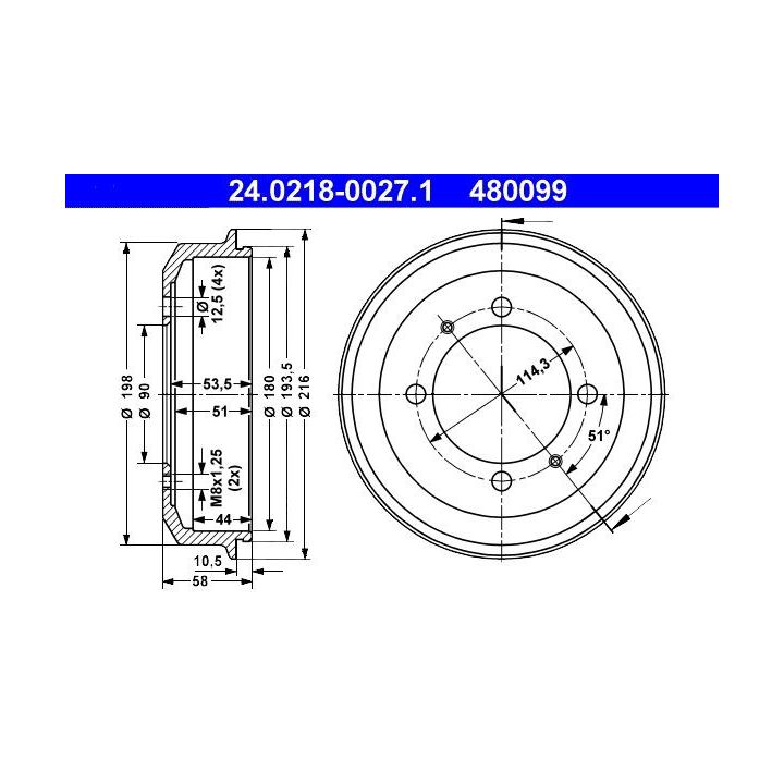 Stabdžių būgnas ATE 24.0218-0027.1