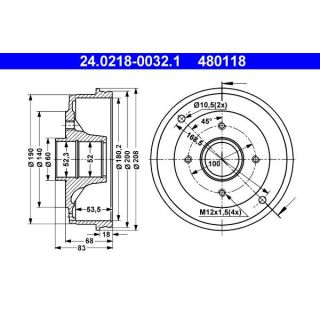 Stabdžių būgnas ATE 24.0218-0032.1