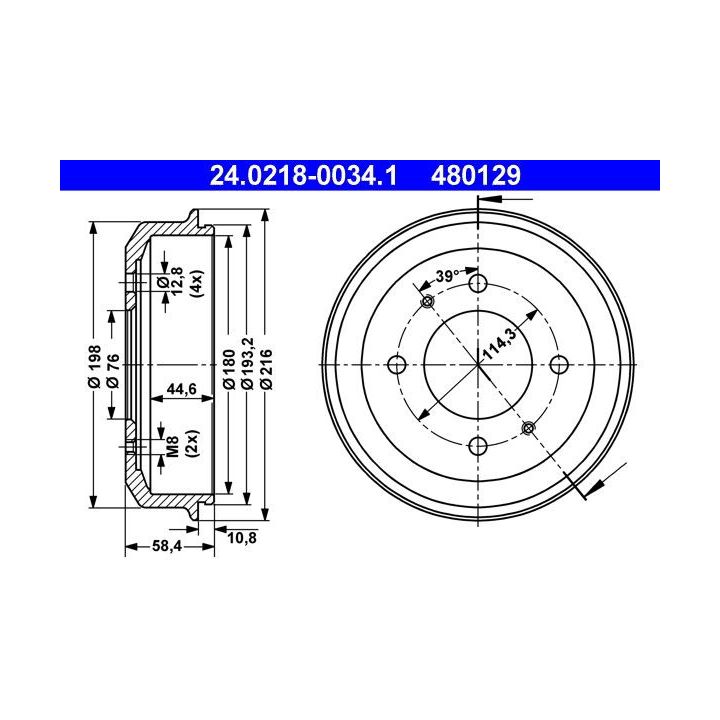 Stabdžių būgnas ATE 24.0218-0034.1