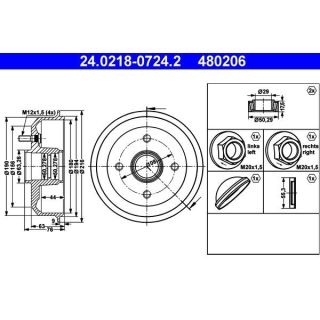 Stabdžių būgnas ATE 24.0218-0724.2
