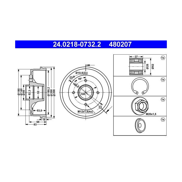 Stabdžių būgnas ATE 24.0218-0732.2