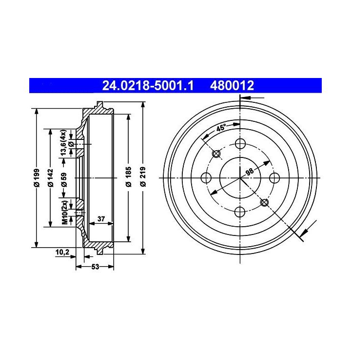 Stabdžių būgnas ATE 24.0218-5001.1