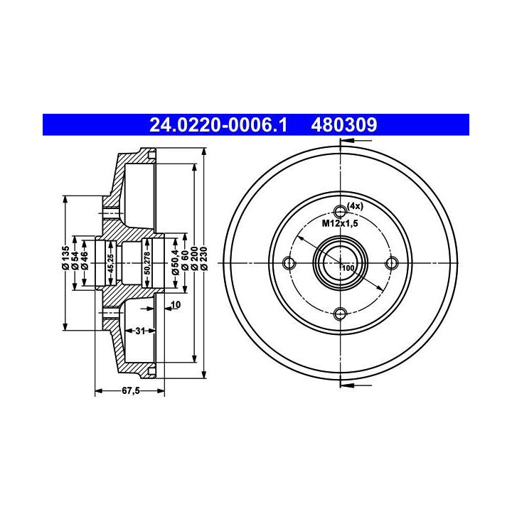 Stabdžių būgnas ATE 24.0220-0006.1