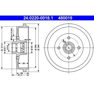 Stabdžių būgnas ATE 24.0220-0018.1