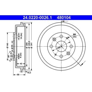 Stabdžių būgnas ATE 24.0220-0026.1