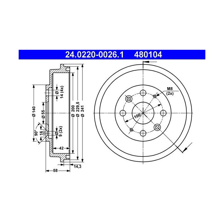 Stabdžių būgnas ATE 24.0220-0026.1