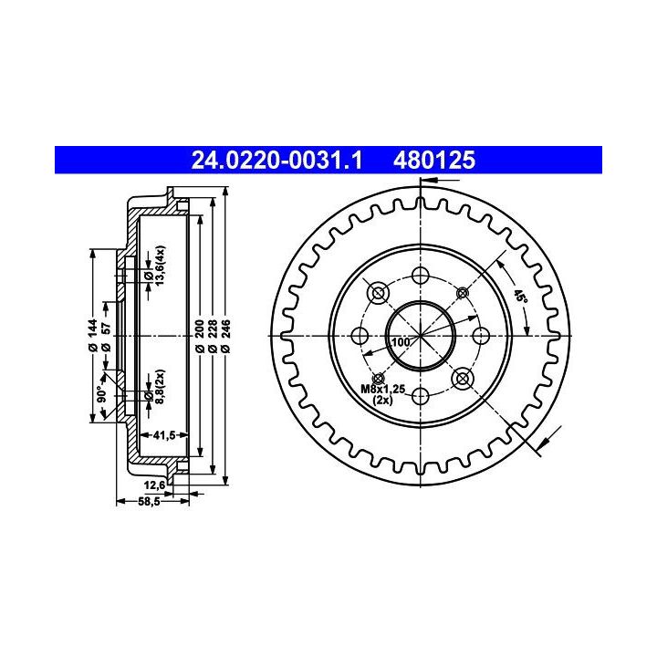 Stabdžių būgnas ATE 24.0220-0031.1