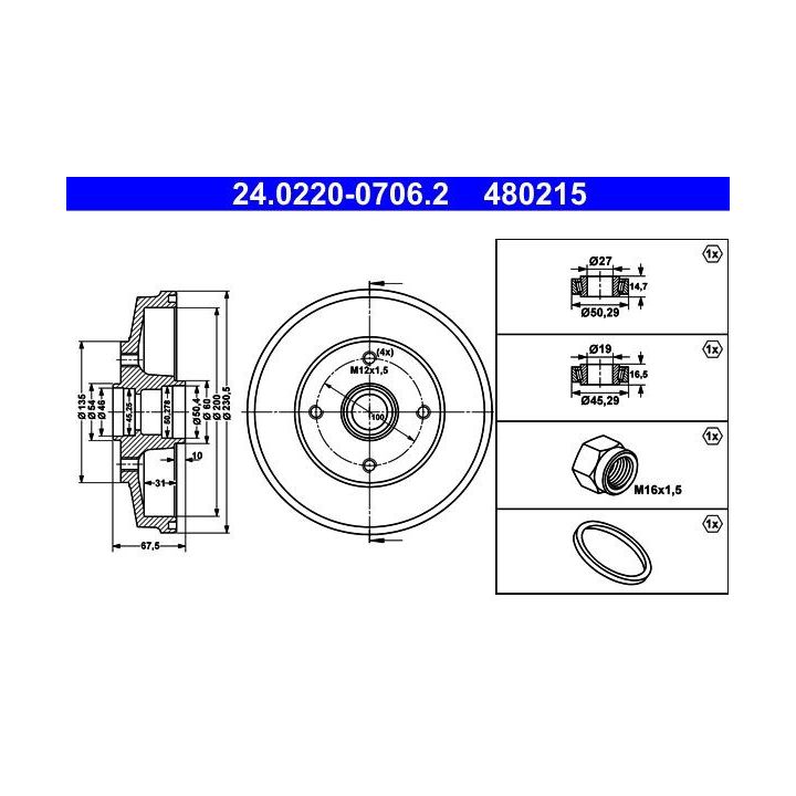 Stabdžių būgnas ATE 24.0220-0706.2