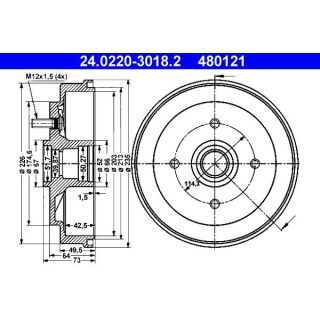 Stabdžių būgnas ATE 24.0220-3018.2
