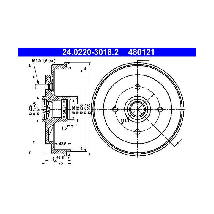 Stabdžių būgnas ATE 24.0220-3018.2
