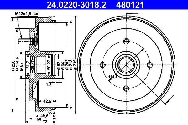 Stabdžių būgnas ATE 24.0220-3018.2