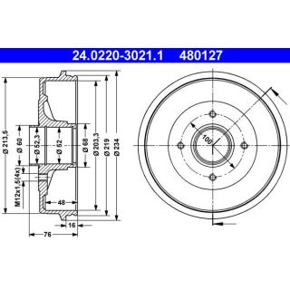 Stabdžių būgnas ATE 24.0220-3021.1