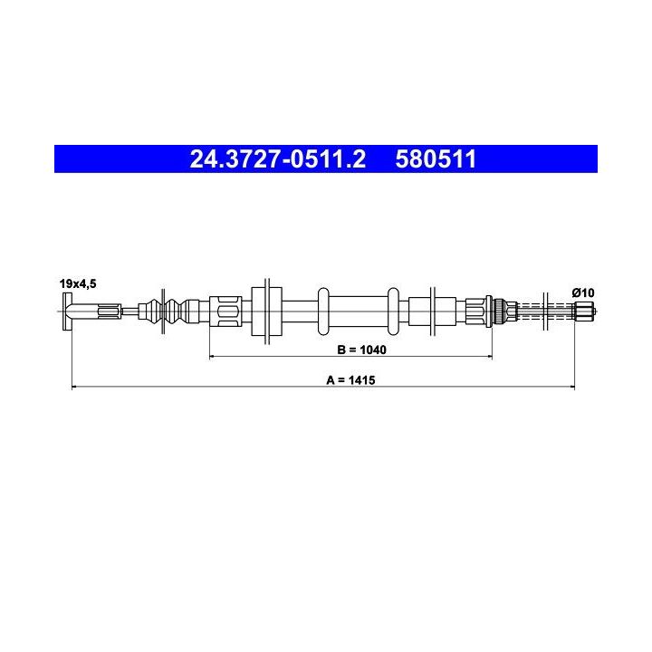 Trosas, stovėjimo stabdys ATE 24.3727-0511.2