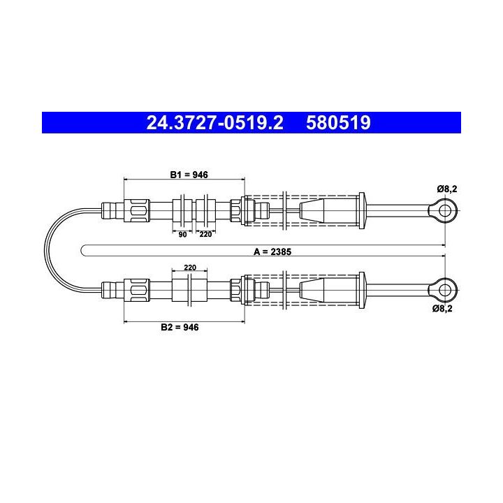 Trosas, stovėjimo stabdys ATE 24.3727-0519.2