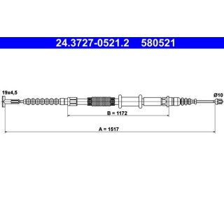 Trosas, stovėjimo stabdys ATE 24.3727-0521.2