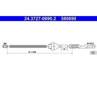 Trosas, stovėjimo stabdys ATE 24.3727-0690.2