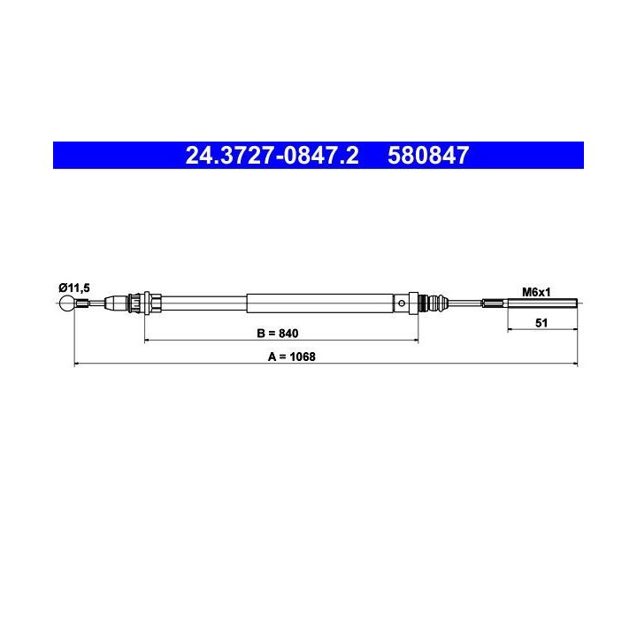 Trosas, stovėjimo stabdys ATE 24.3727-0847.2