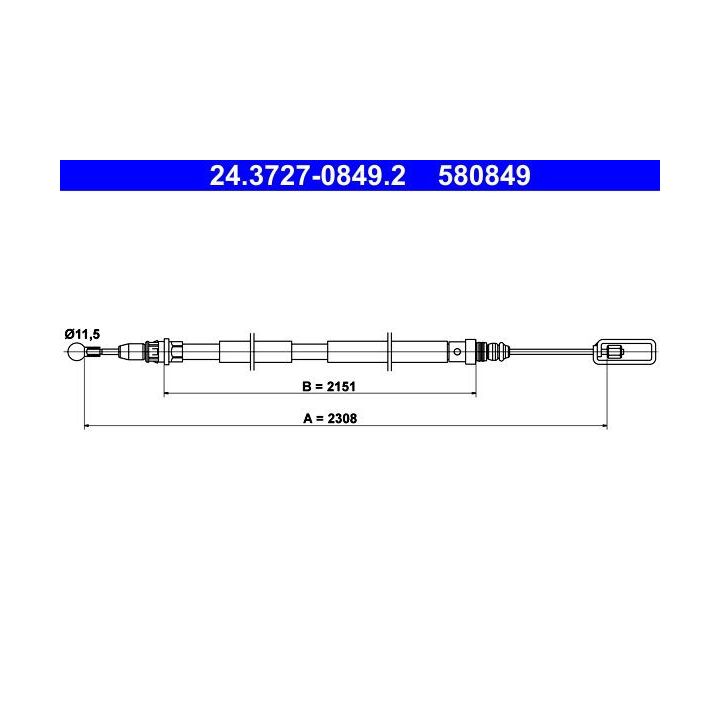 Trosas, stovėjimo stabdys ATE 24.3727-0849.2