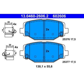 Stabdžių trinkelių rinkinys, diskinis stabdys ATE 13.0460-2606.2