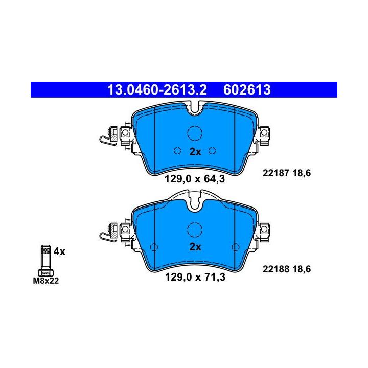 Stabdžių trinkelių rinkinys, diskinis stabdys ATE 13.0460-2613.2