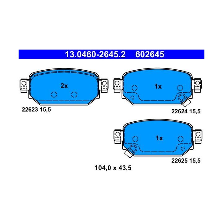 Stabdžių trinkelių rinkinys, diskinis stabdys ATE 13.0460-2645.2