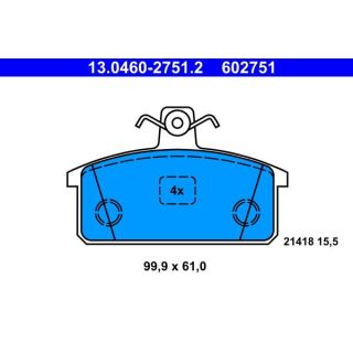 Stabdžių trinkelių rinkinys, diskinis stabdys ATE 13.0460-2751.2