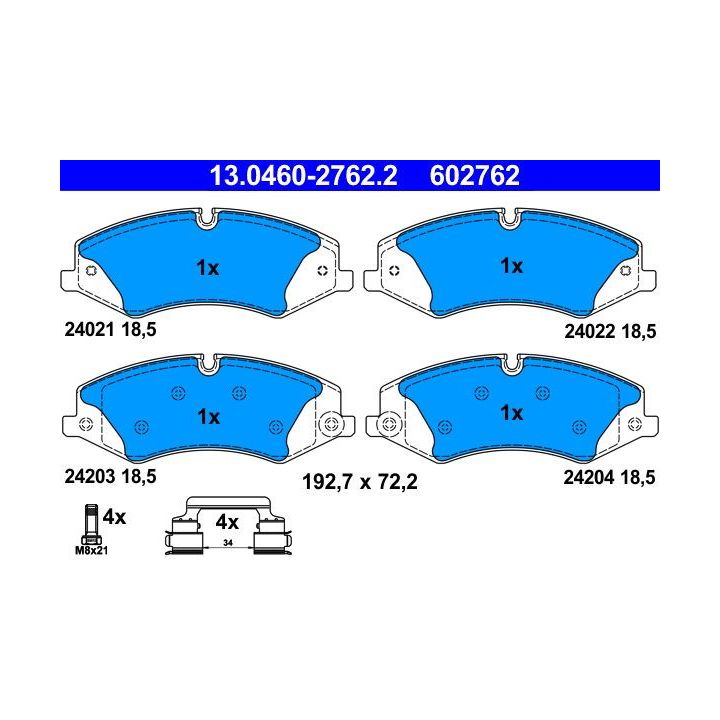 Stabdžių trinkelių rinkinys, diskinis stabdys ATE 13.0460-2762.2