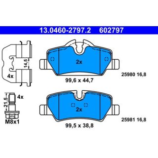 Stabdžių trinkelių rinkinys, diskinis stabdys ATE 13.0460-2797.2