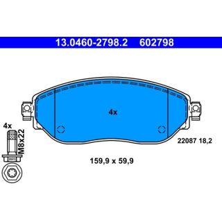 Stabdžių trinkelių rinkinys, diskinis stabdys ATE 13.0460-2798.2